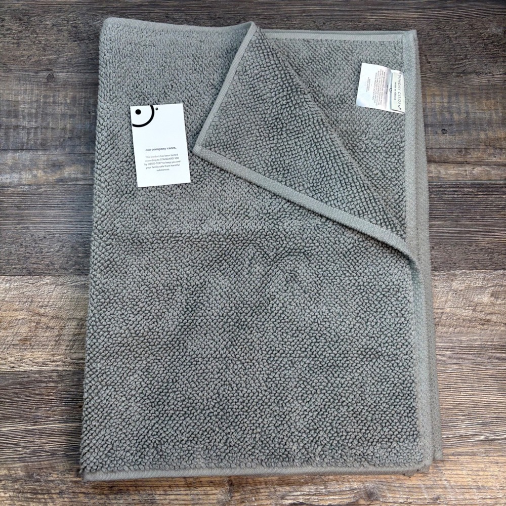 Sunday Citizen Set of 2 Grey 100% Cotton Bath Mats Made in Turkey OEKO-TEX